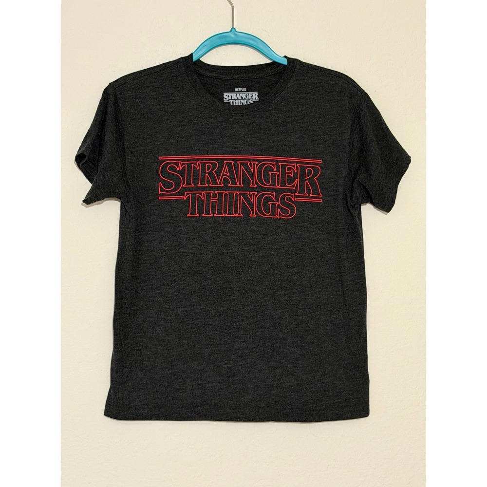 Netflix Stranger Things Graphic T-Shirt Charcoal Grey Red Logo Size Medium